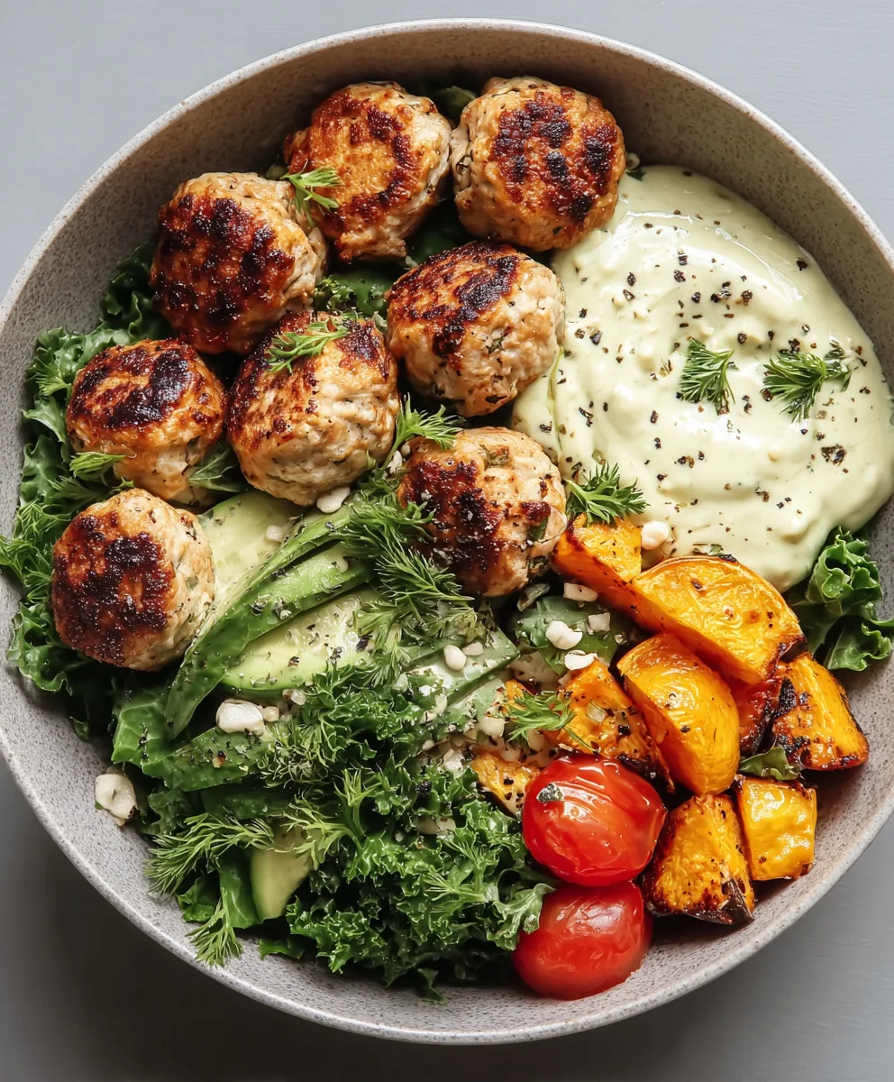 Juicy Herby Chicken Meatball Bowl Recipe