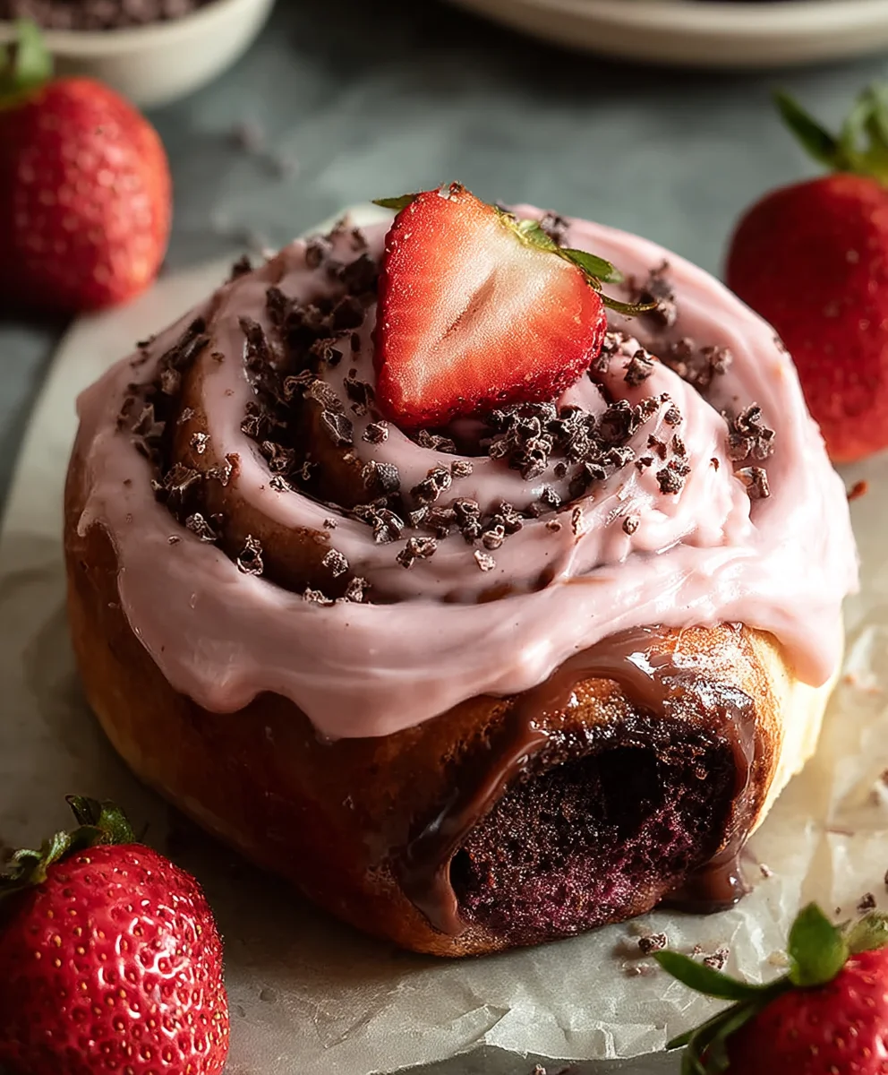 Decadent Chocolate Rolls Strawberry Cream Cheese Frosting