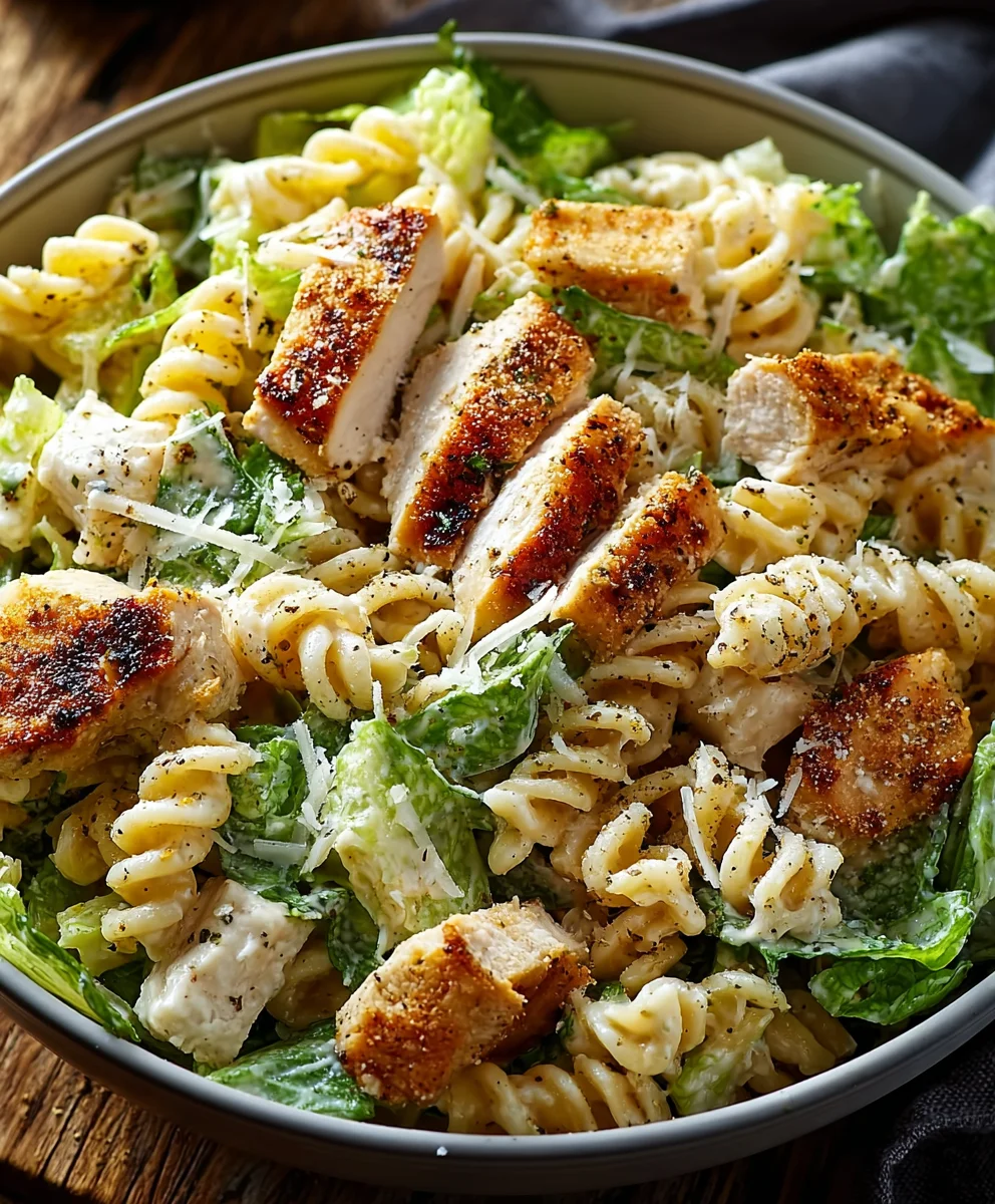 Easy Chicken Caesar Pasta Salad Recipe