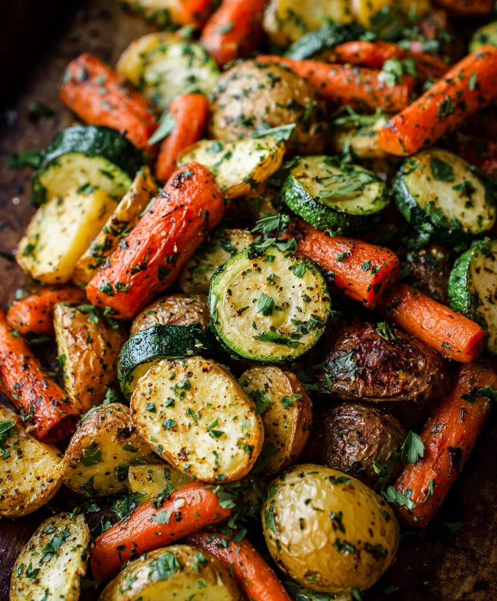 Garlic Herb Roasted Potatoes Carrots Zucchini