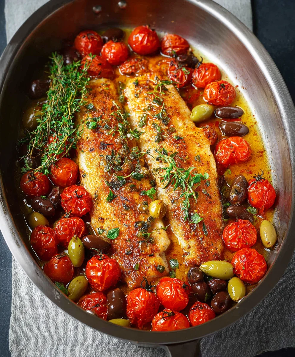 Easy Baked Fish Cherry Tomato Olive Recipe