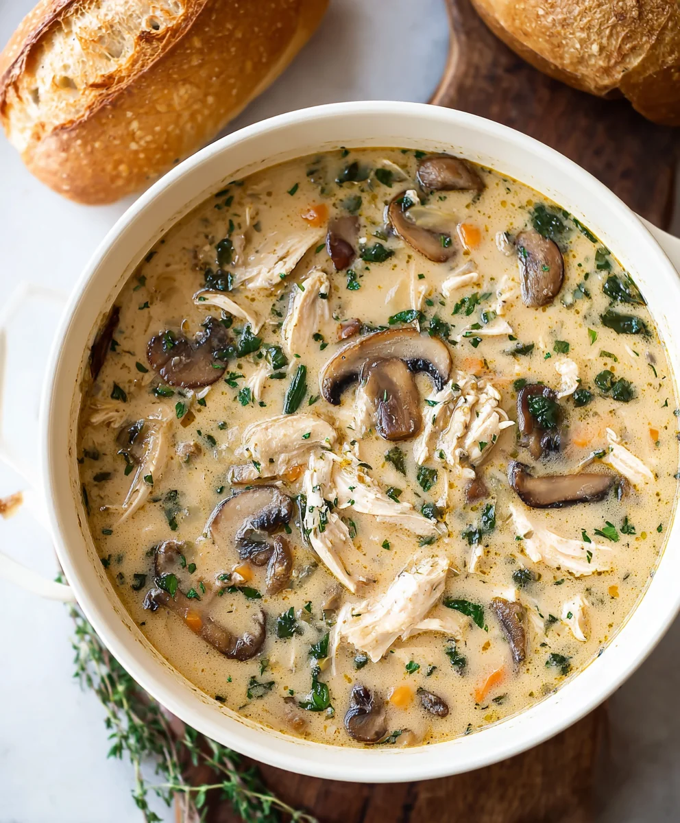 Rotisserie Chicken Mushroom Soup-Comforting & Delicious