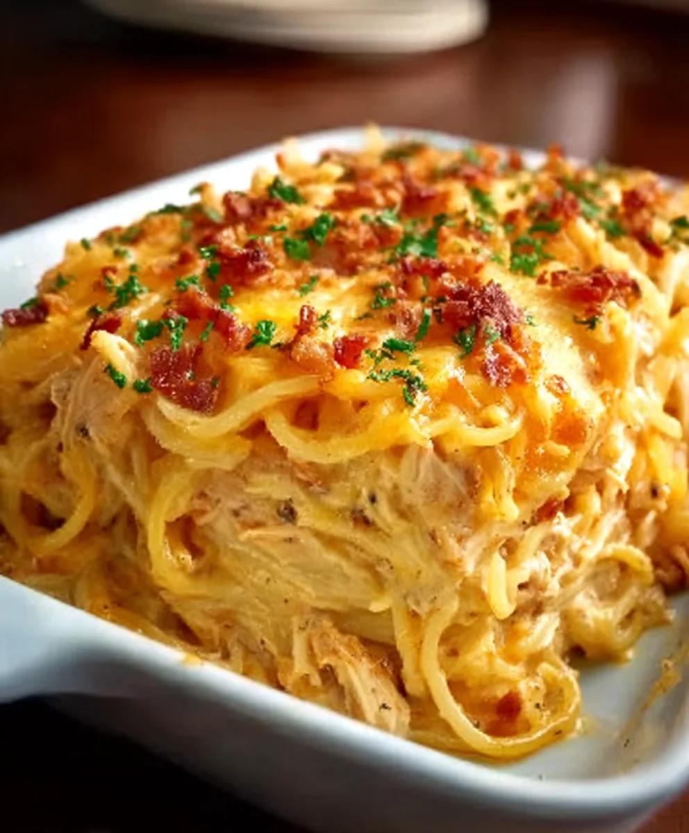 Spicy Cheesy Chicken Spaghetti Casserole Recipe