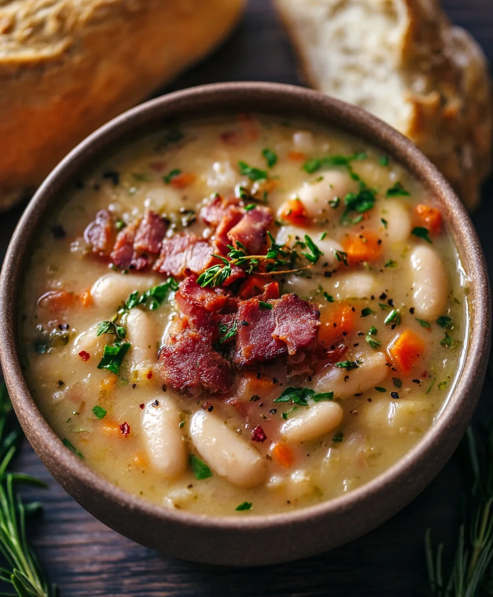 Hearty White Bean Soup with Beef Beef Bacon