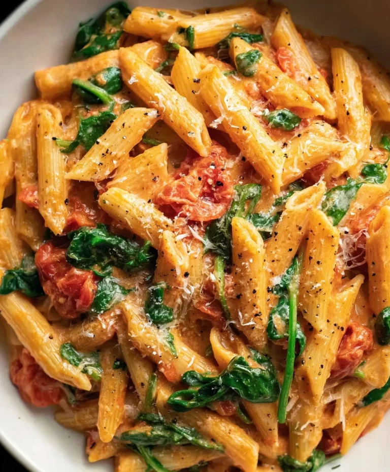 Easy Creamy Tomato Spinach Pasta Recipe