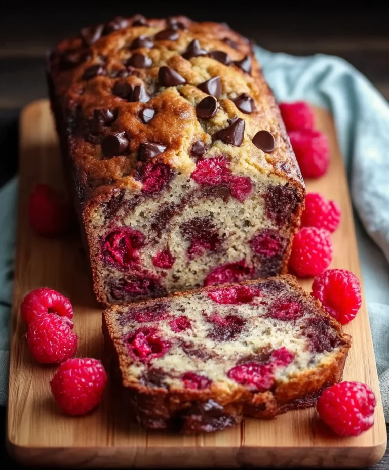 Raspberry Dark Chocolate Banana Bread-Sweet & Decadent