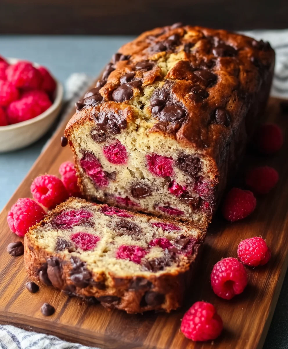 Raspberry Dark Chocolate Banana Bread-Sweet & Decadent