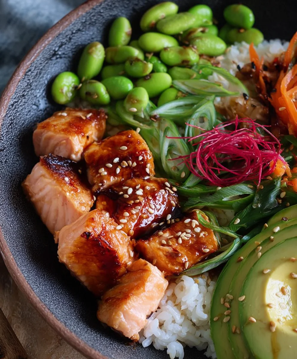 Easy Teriyaki Salmon Sushi Bowl - Gluten Free