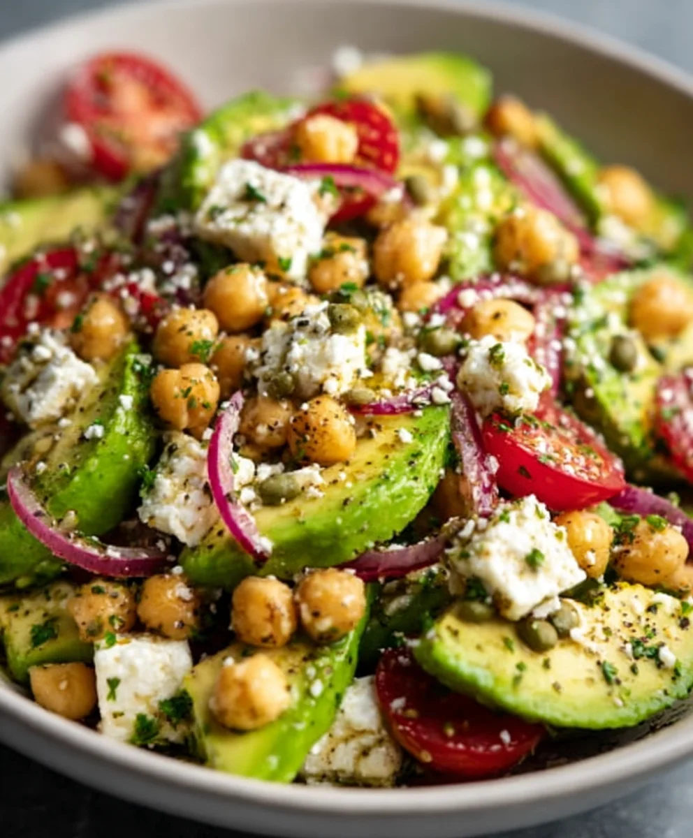 Chickpea Feta Avocado Salad - Quick & Fresh Recipe