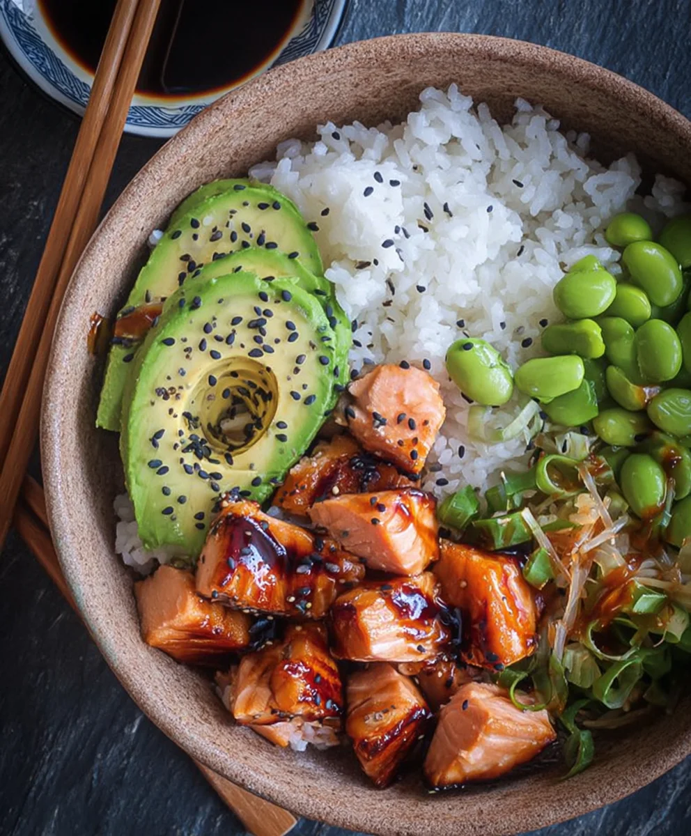 Easy Teriyaki Salmon Sushi Bowl - Gluten Free