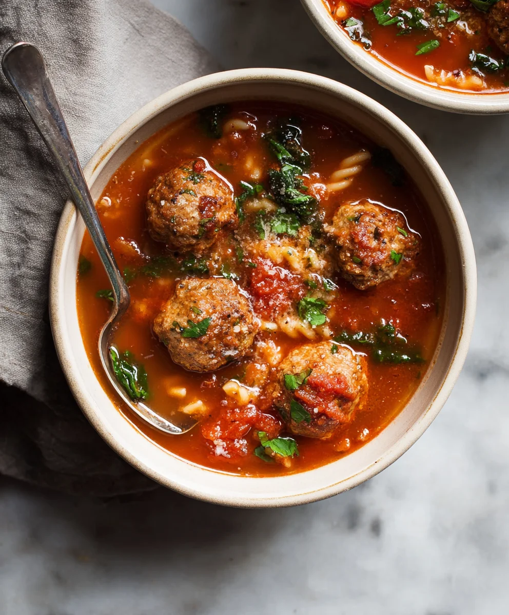Hearty Italian Beef Meatball Soup- Easy Comfort Food