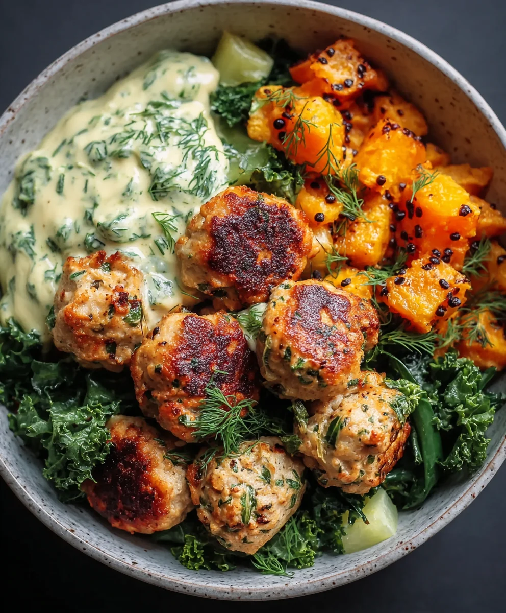 Juicy Herby Chicken Meatball Bowl Recipe