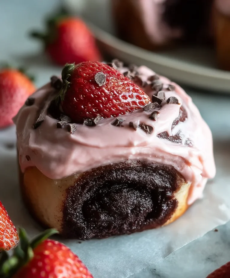 Decadent Chocolate Rolls Strawberry Cream Cheese Frosting