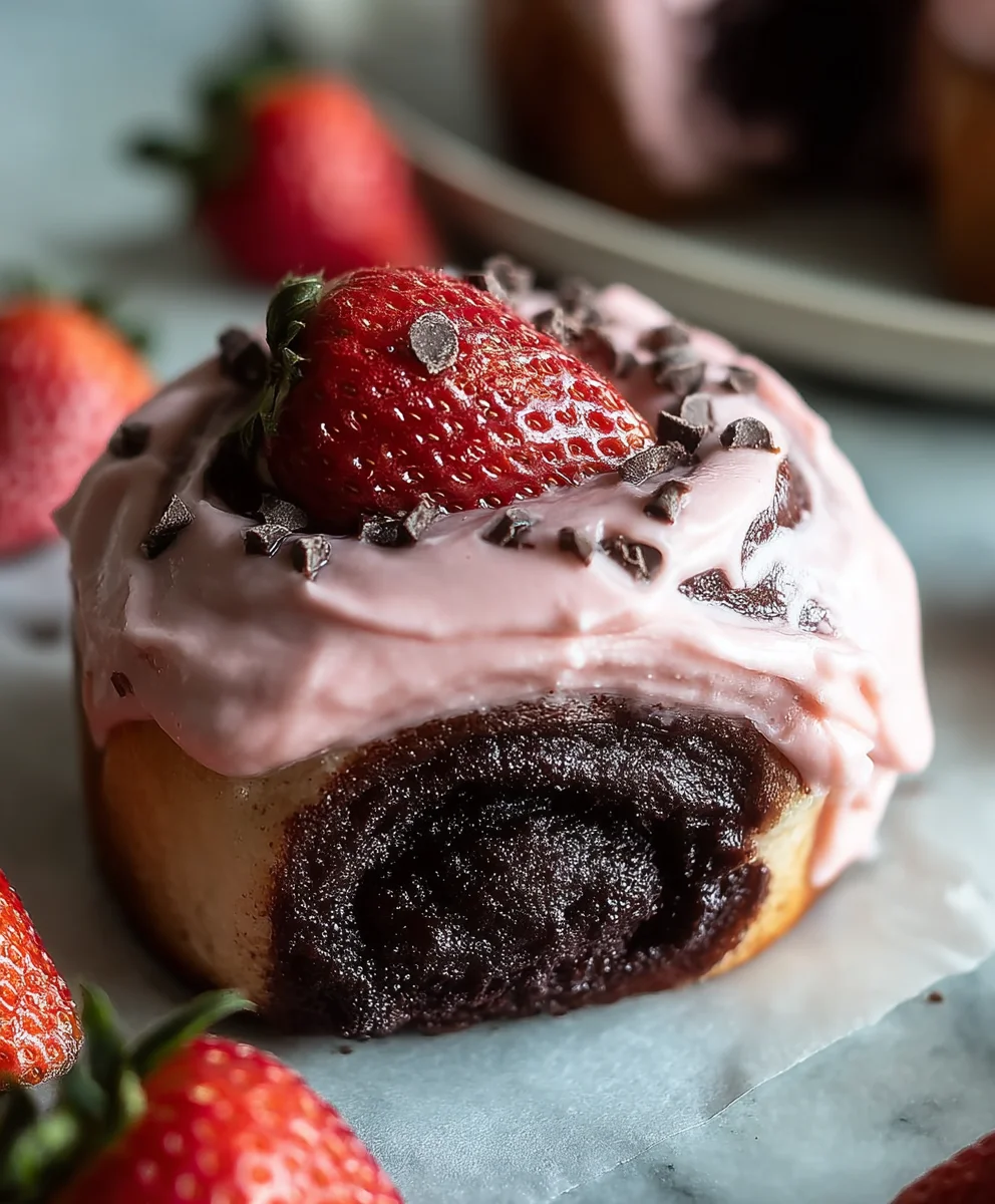 Decadent Chocolate Rolls Strawberry Cream Cheese Frosting