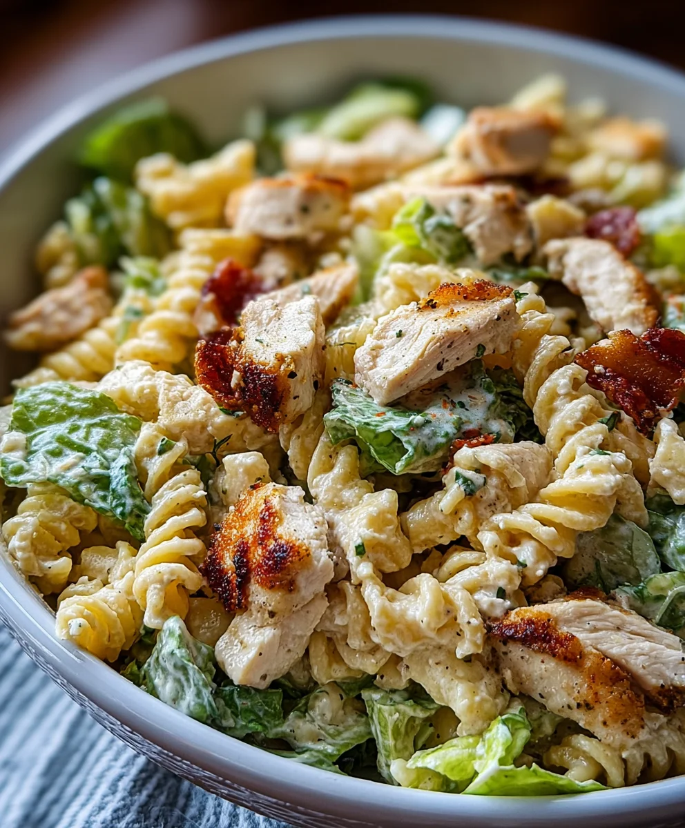 Easy Chicken Caesar Pasta Salad Recipe