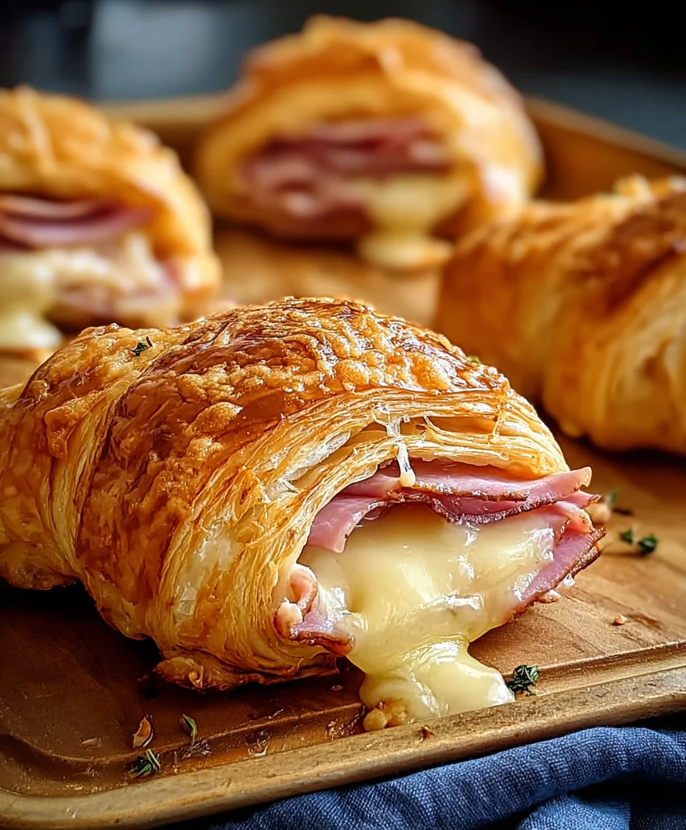 Baked Beef Beef Ham & Cheese Croissants-Easy Recipe
