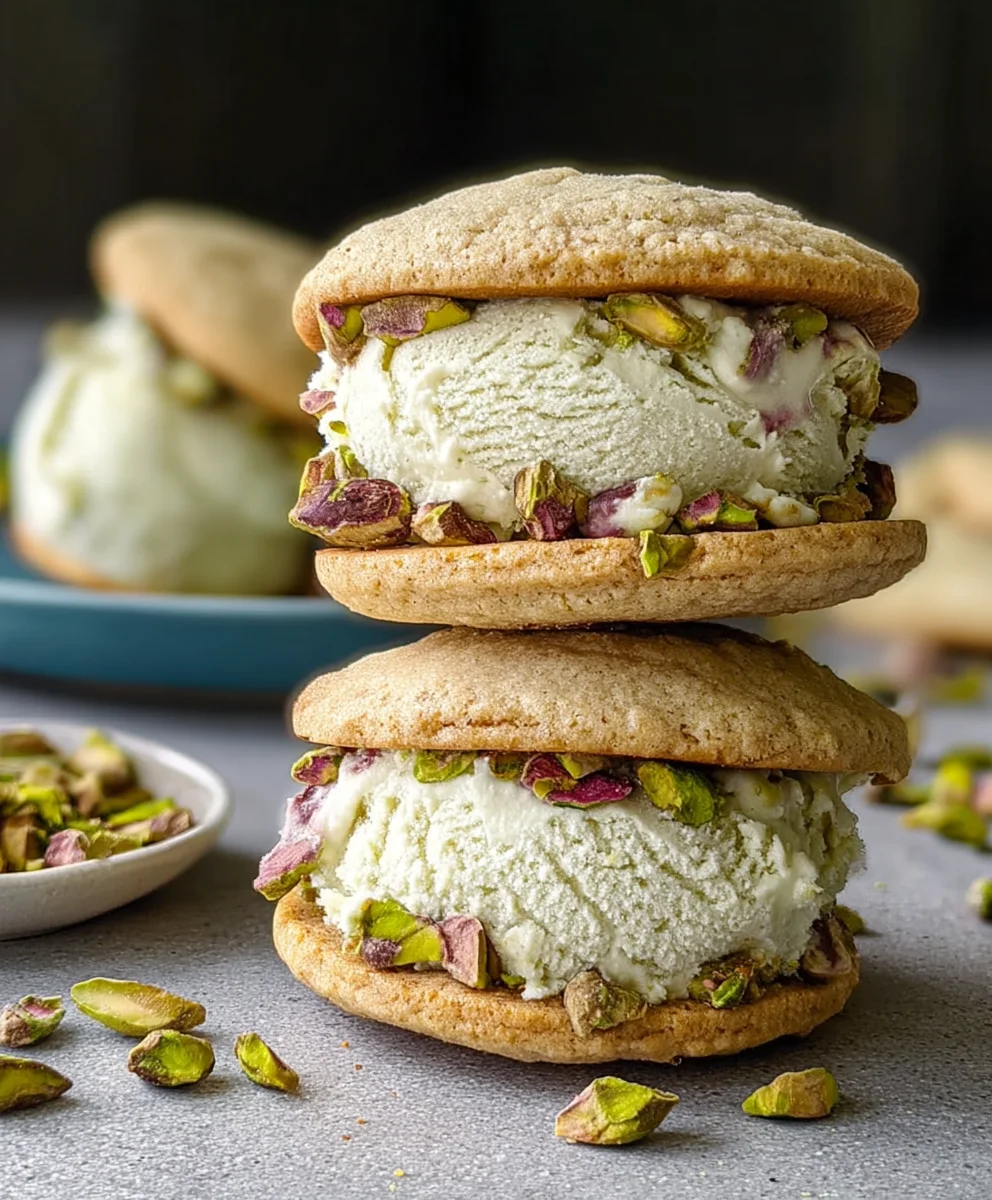 Pistachio Cookie Ice Cream Sandwiches-Easy Treat