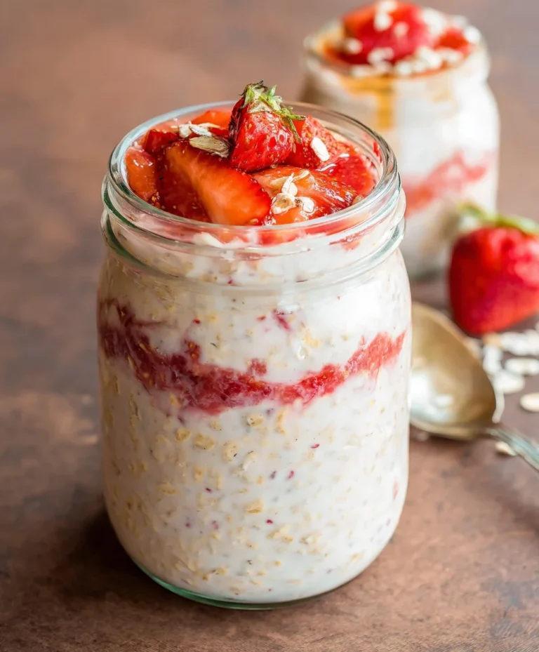 Strawberry Cheesecake Overnight Oats Recipe-Easy Breakfast