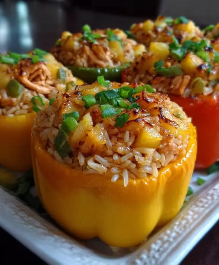 Teriyaki Pineapple Chicken Rice Stuffed Peppers-Sweet Savory Meal