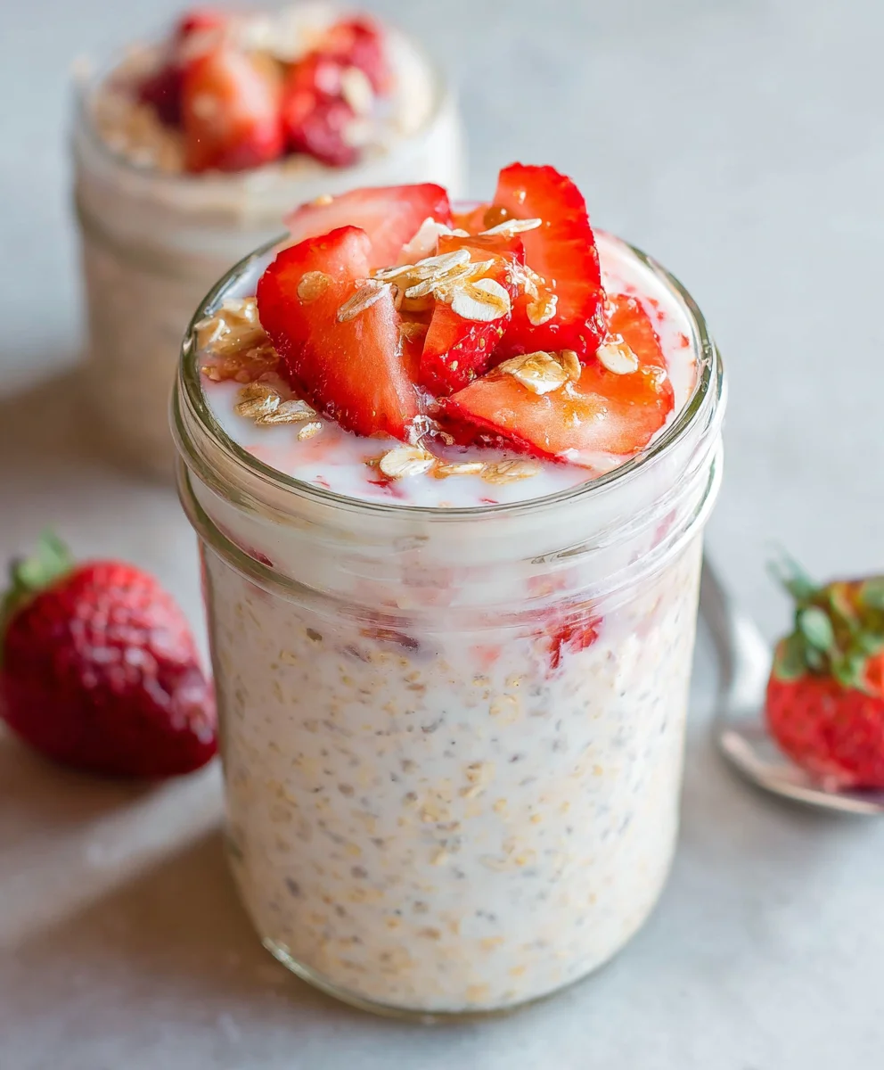 Strawberry Cheesecake Overnight Oats Recipe-Easy Breakfast
