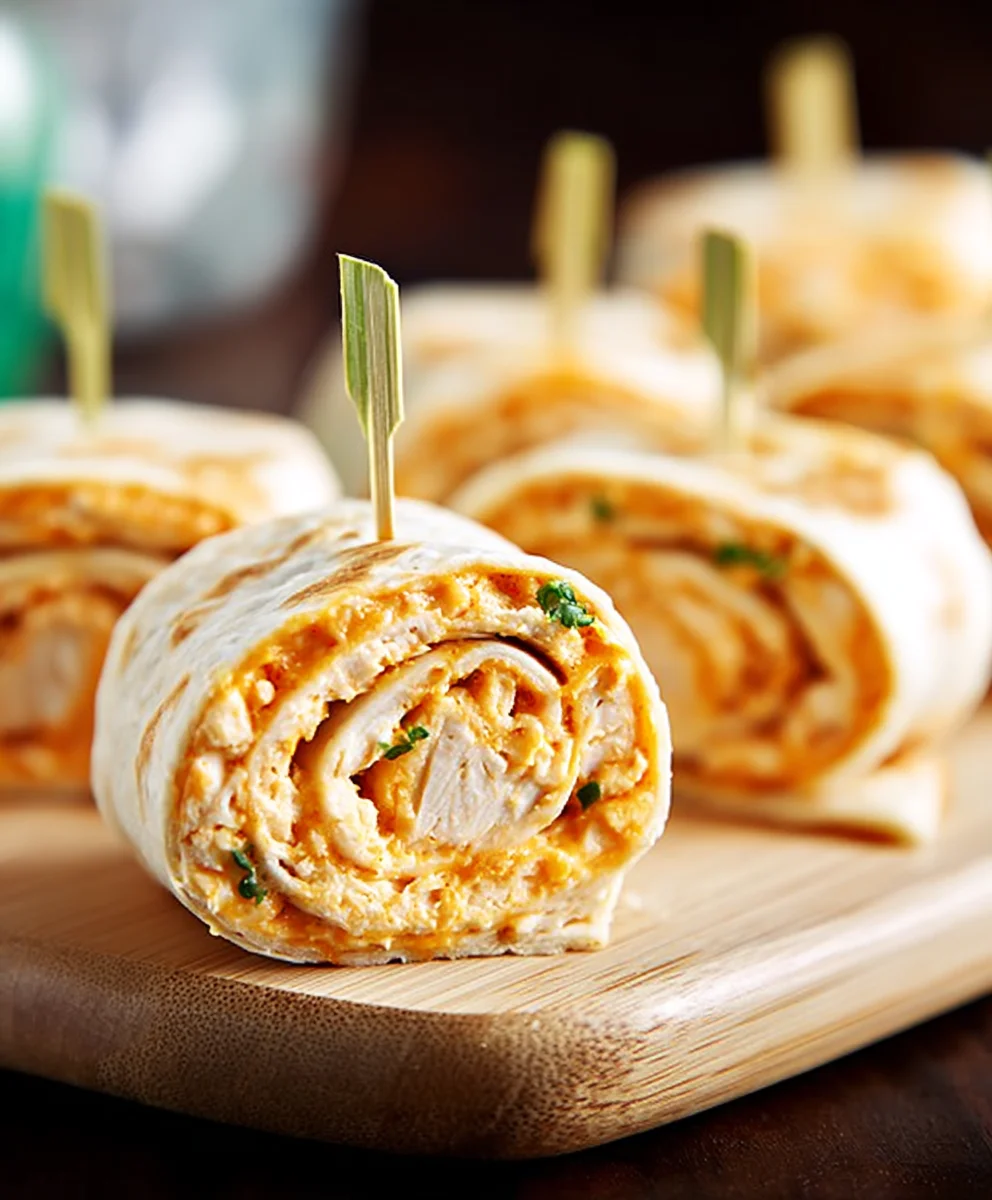 Spicy Buffalo Chicken Pinwheels- Easy Appetizer