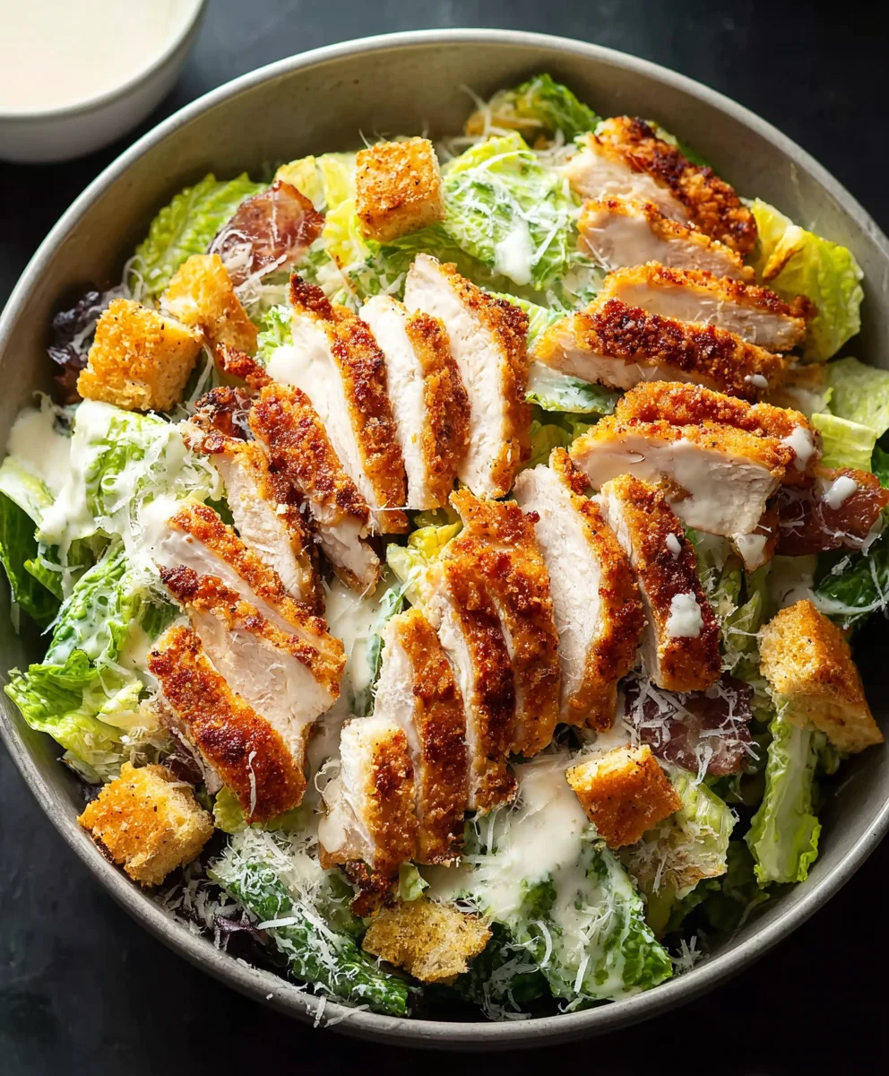 Crispy Chicken Caesar Salad-Easy Delicious Recipe