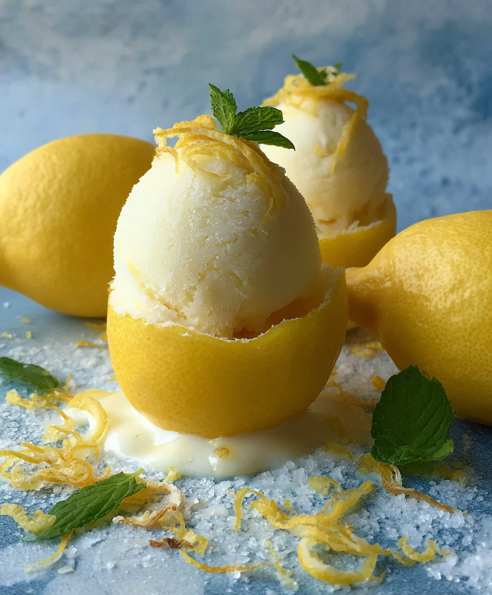 Frozen Lemon Shell Sorbetto- Refreshing Dessert Recipe