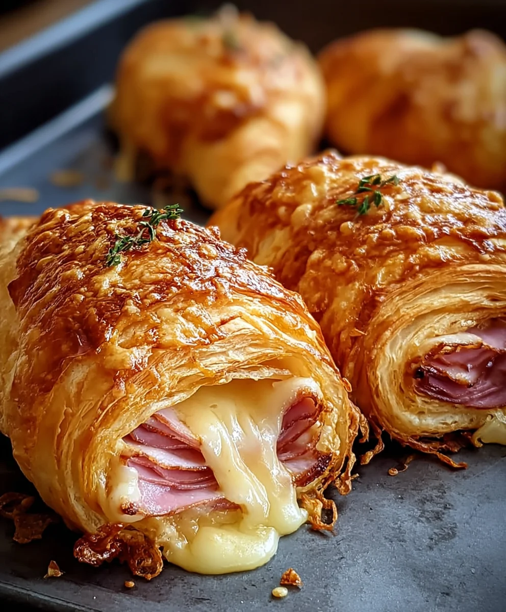 Baked Beef Beef Ham & Cheese Croissants-Easy Recipe