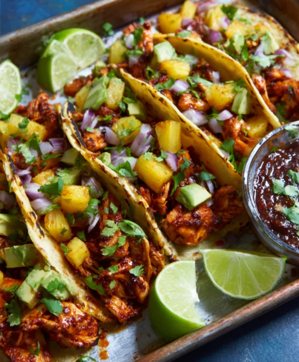 Easy One Pan Chicken Pineapple Tacos Recipe