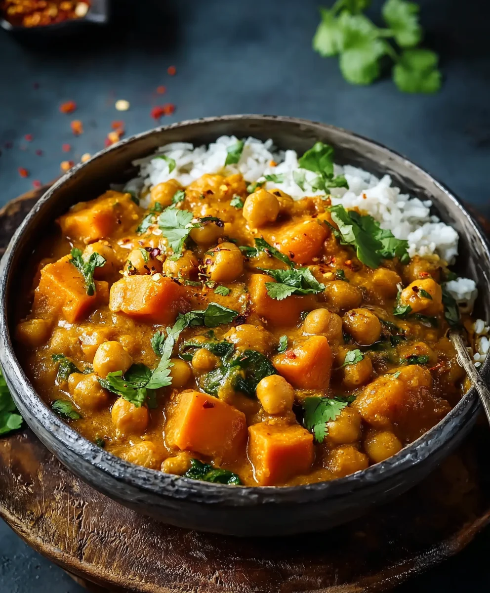 Sweet Potato Chickpea Curry-Hearty & Delicious