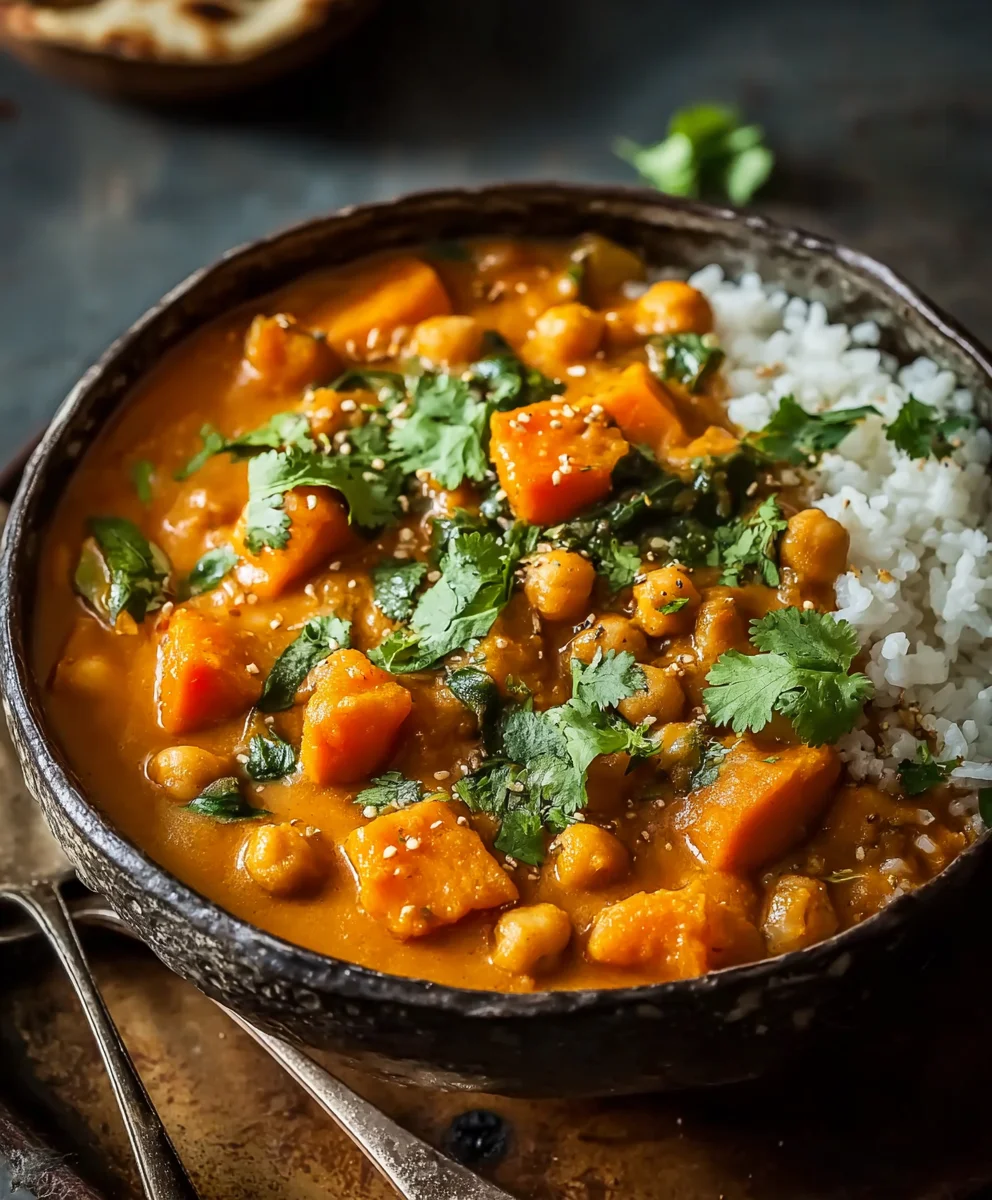 Sweet Potato Chickpea Curry-Hearty & Delicious
