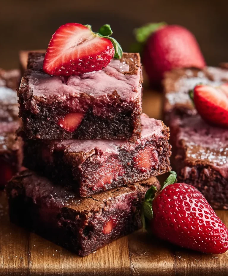 Easy Strawberry Brownies Recipe-Fudgy & Delicious