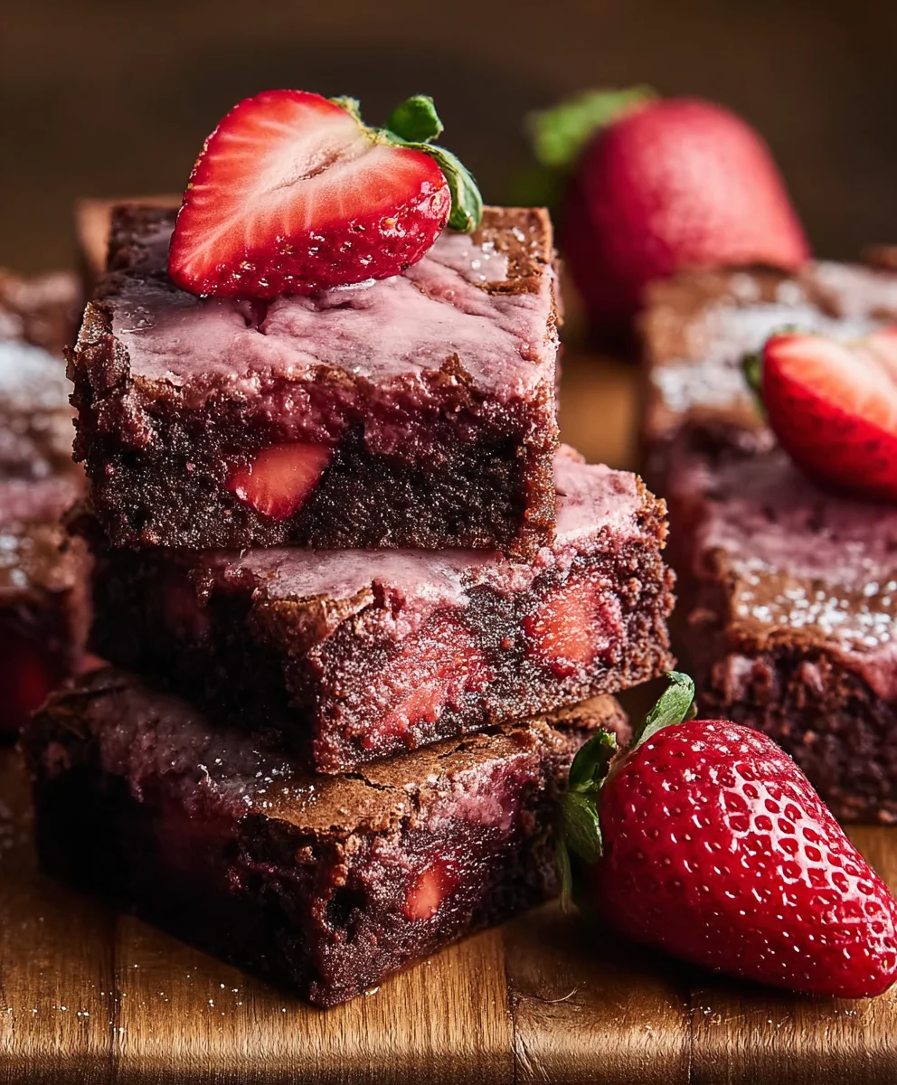 Easy Strawberry Brownies Recipe-Fudgy & Delicious