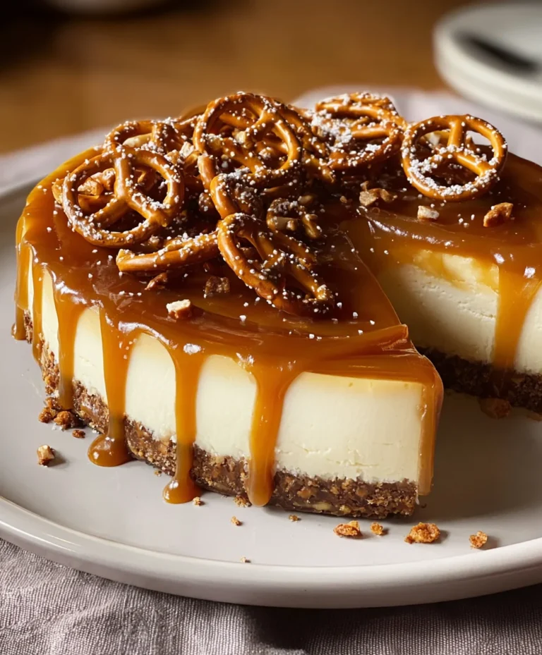 Salted Caramel Pretzel Cheesecake- Sweet Salty Bliss