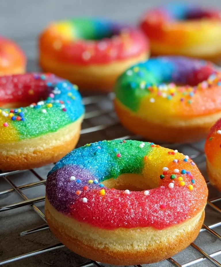 Mini Rainbow Vanilla Bean Donuts-Easy Festive Treat