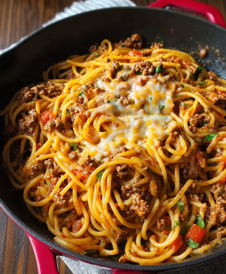 Easy One Pot Taco Spaghetti- Quick Dinner Idea