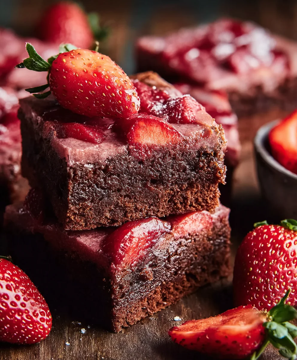 Easy Strawberry Brownies Recipe-Fudgy & Delicious