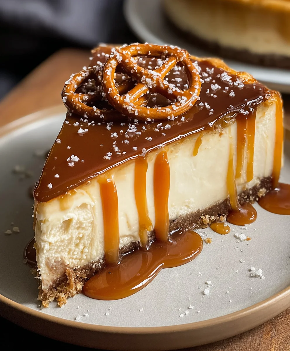 Salted Caramel Pretzel Cheesecake- Sweet Salty Bliss