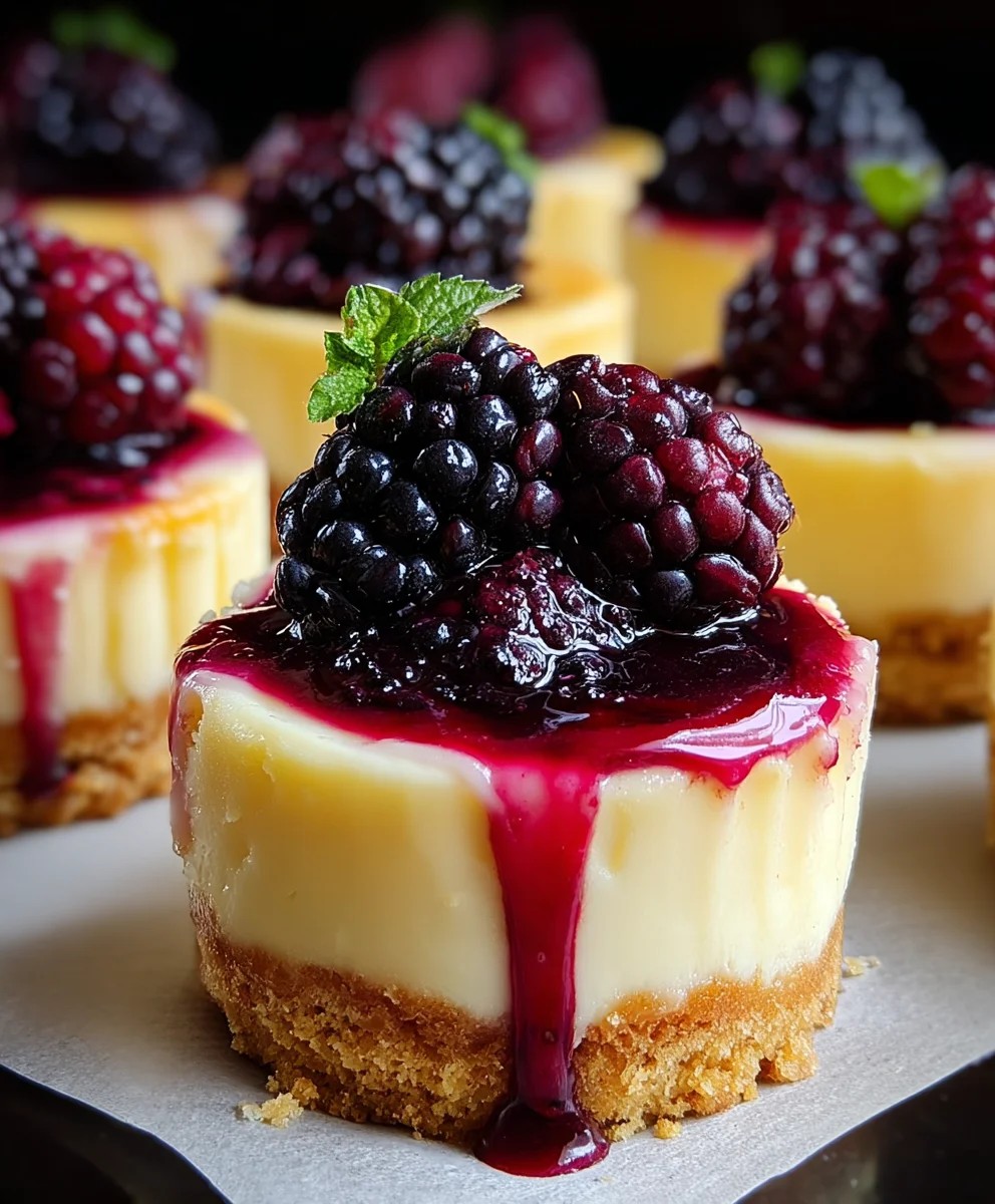 Lemon Raspberry Blackberry Mini Cheesecakes
