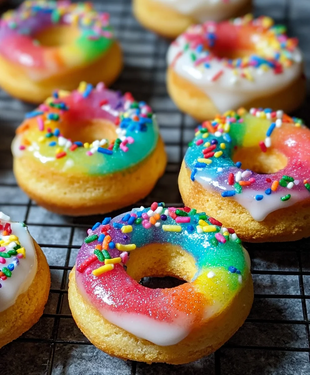 Mini Rainbow Vanilla Bean Donuts-Easy Festive Treat