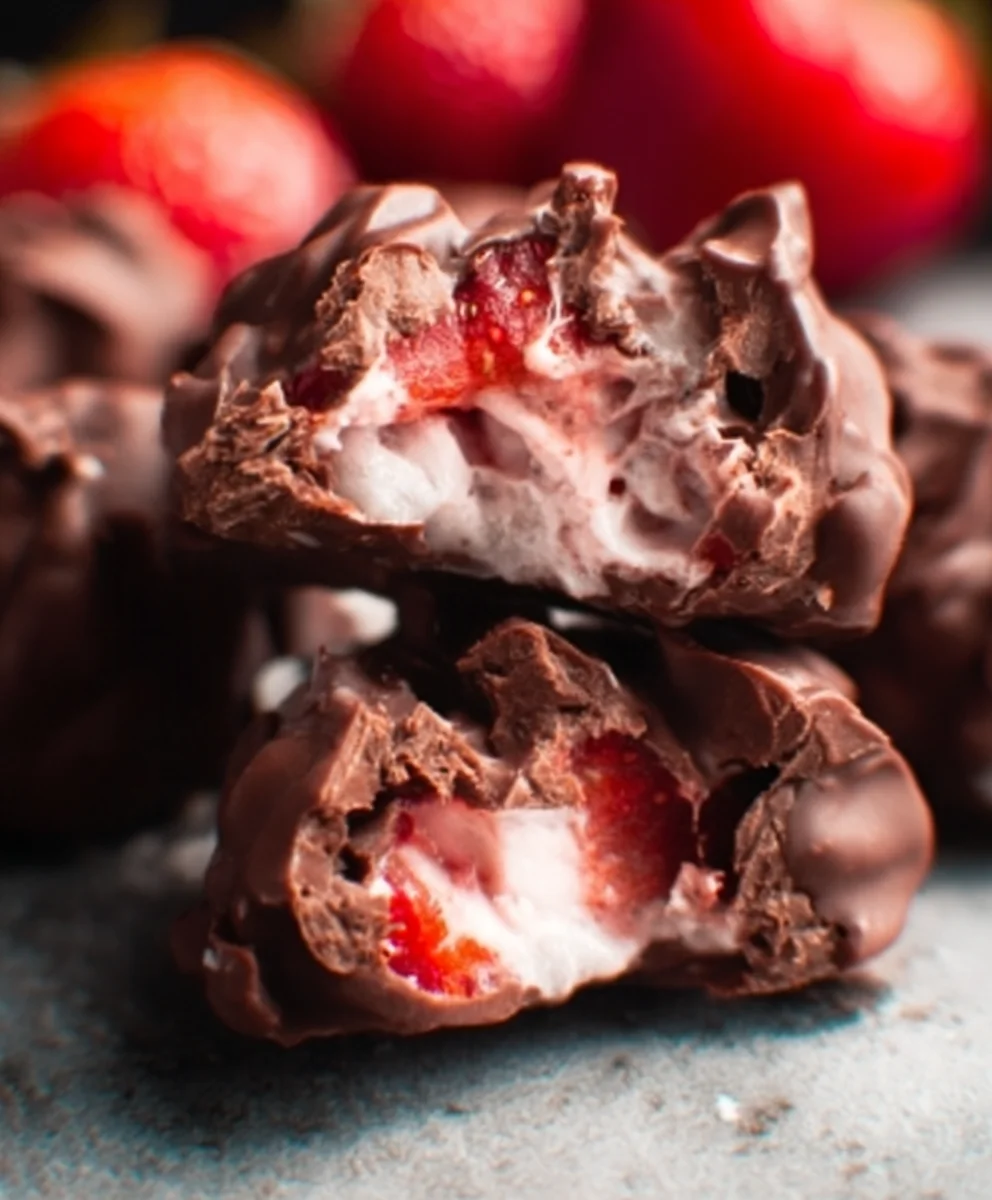 Easy Chocolate Strawberry Yogurt Clusters Viral Treat