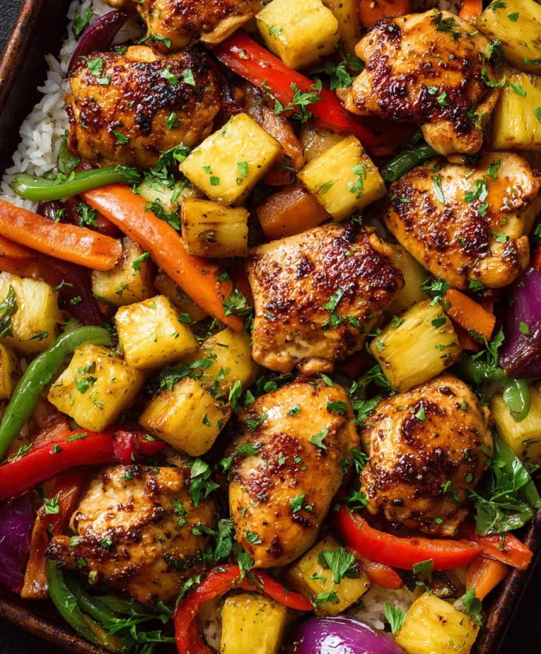 Easy Hawaiian Chicken Sheet Pan Dinner