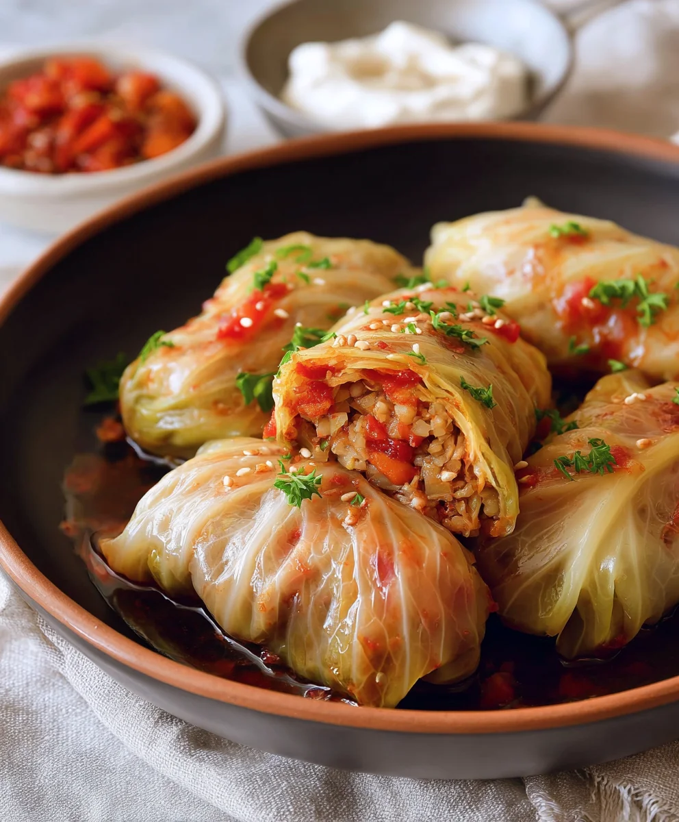 Easy Vegan Cabbage Rolls - Hearty & Flavorful