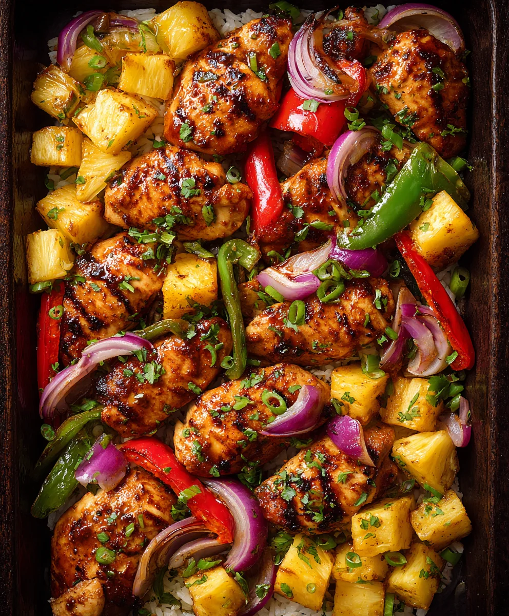 Easy Hawaiian Chicken Sheet Pan Dinner