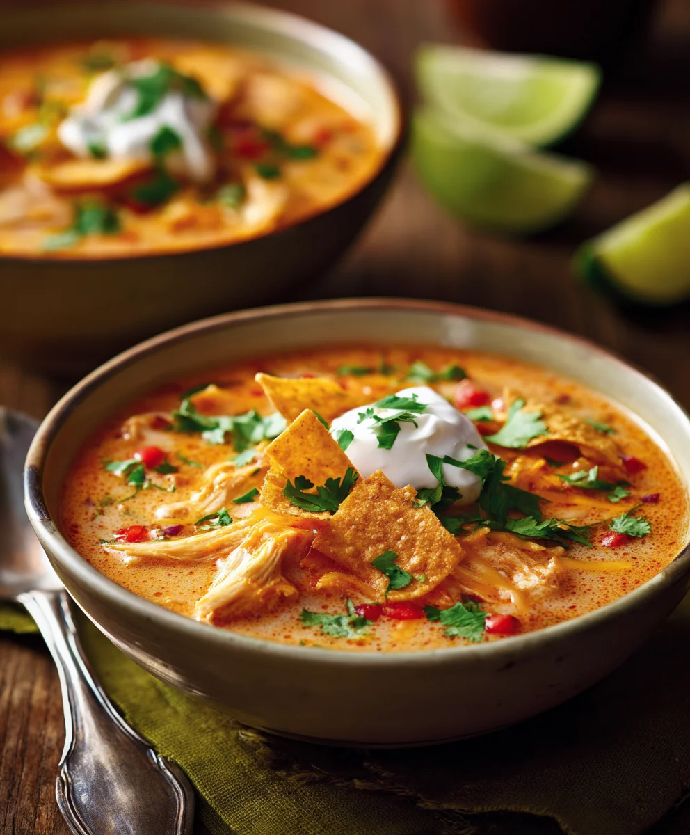 Creamy Chicken Enchilada Soup- Easy Comfort Food