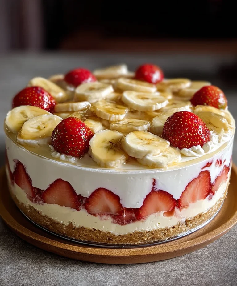 Strawberry Banana Pudding Cheesecake-Creamy Dream