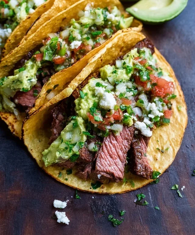 Grilled Steak Tacos with Avocado Salsa