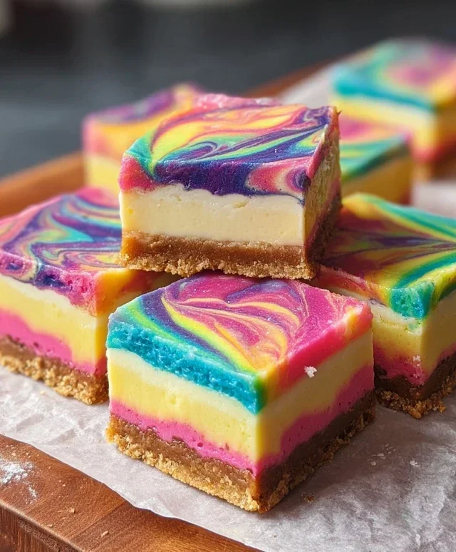 Rainbow Cheesecake Swirl Bars