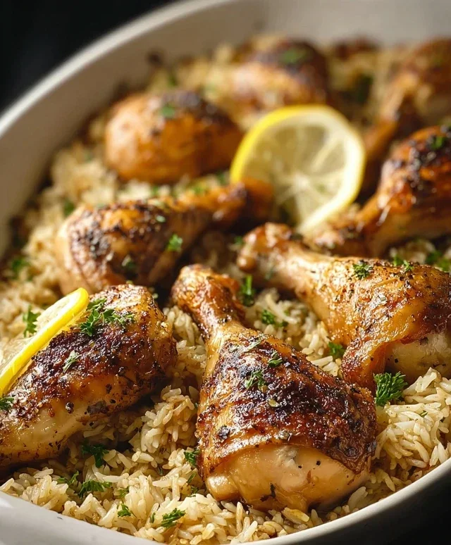 Baked Chicken Legs and Rice