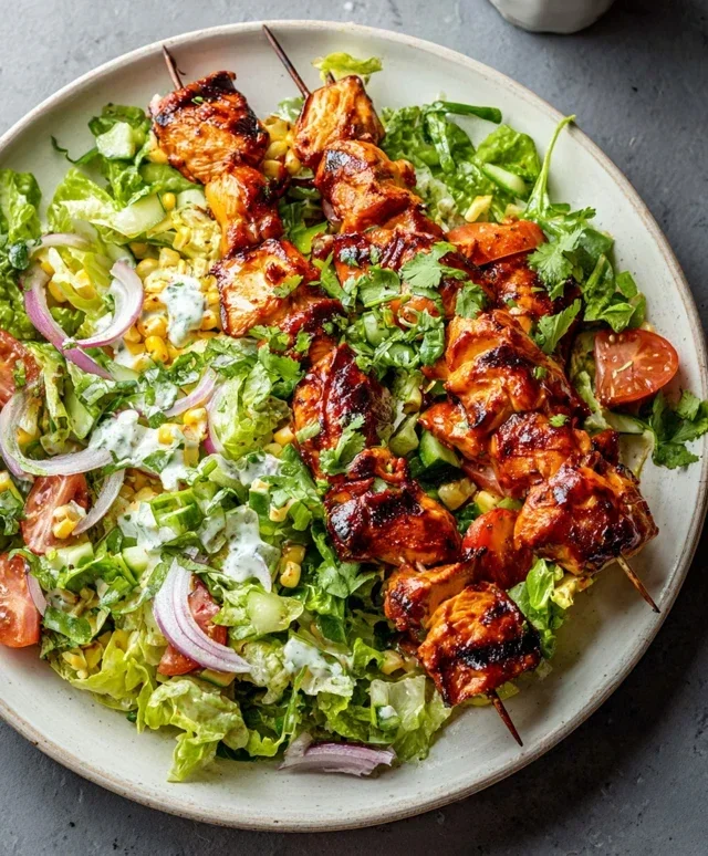 BBQ Chicken Skewer Salad